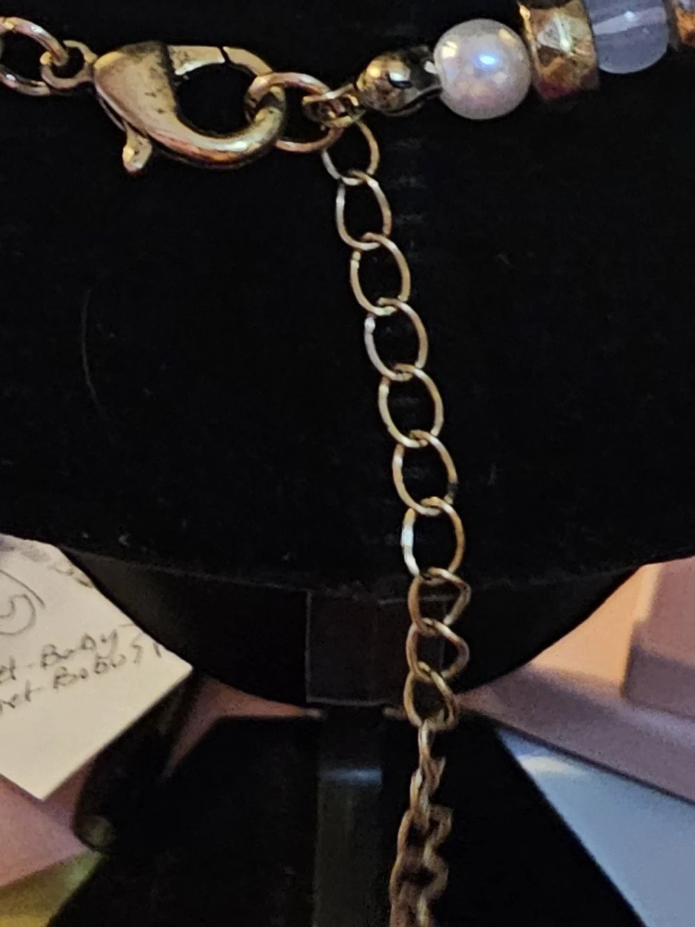 Plunder Pearlescent Teardrop Beaded Necklace - Gold Accents
